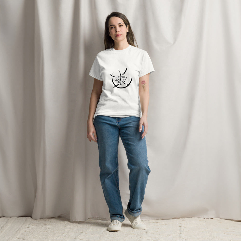 Make It Happen THR33 RINGS unisex classic T-shirt — white front lifestyle view