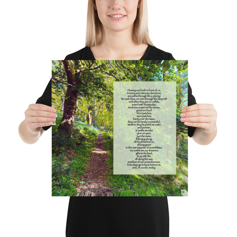 Paths original THR33 RINGS poetry poster — person shown for scale