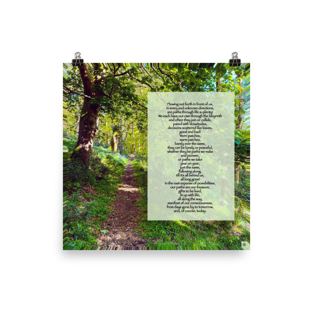 Paths original THR33 RINGS poetry poster — isolated artwork view