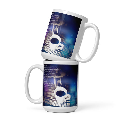 A Love Poem THR33 RINGS white glossy mug — premium front view